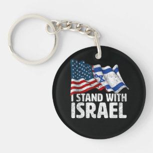 Ik sta achter Israël USA Amerikaanse vlag Sleutelhanger