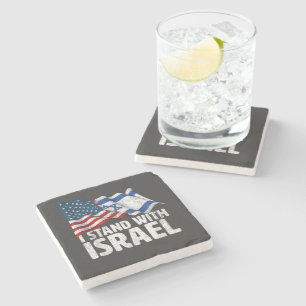 Ik sta achter Israël USA Amerikaanse vlag Stenen Onderzetter