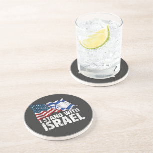 Ik sta achter Israël USA Amerikaanse vlag Zandsteen Onderzetter
