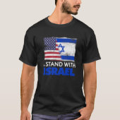 Ik sta achter Israël USA vlag Flag Funny Patriotic T-shirt (Voorkant)