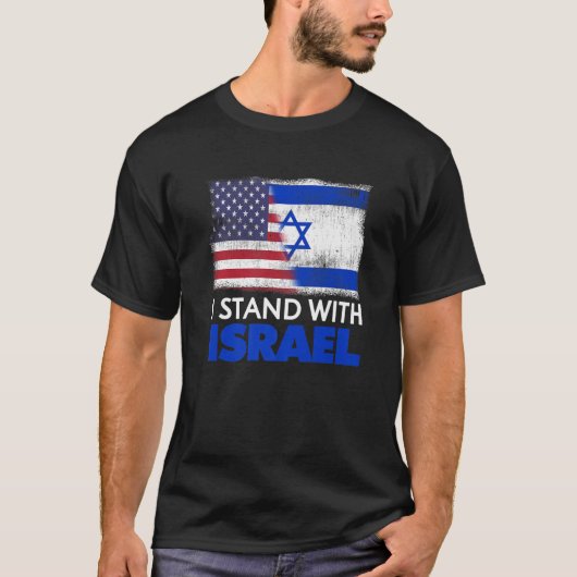 Ik sta achter Israël USA vlag Flag Funny Patriotic T-shirt (Voorkant)