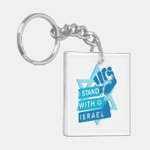 Ik sta achter Israël voor de mensheid Sleutelhanger (Voorkant Links)