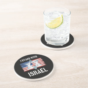ik sta achter israel zandsteen onderzetter