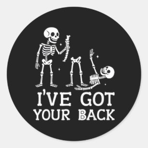 Ik Sta Achter Je Skelet Grappige Halloween Look Ronde Sticker