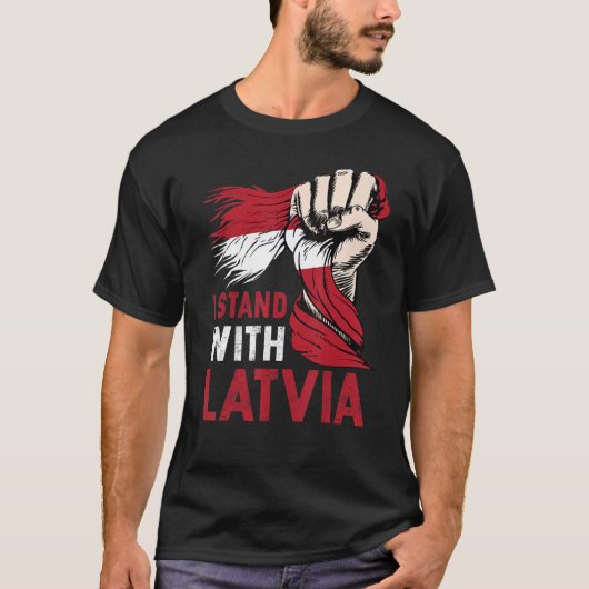 Ik sta achter Letse supporter Latvian Flag Mannen  T-shirt (Voorkant)