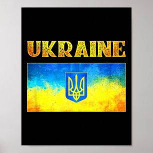 Ik sta achter Oekraïense T-shirt Oekraïense vlag O Poster