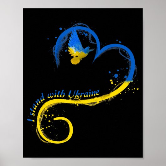Ik sta achter Oekraïne Dove Flag Peace Free Ukrain Poster (Voorkant)