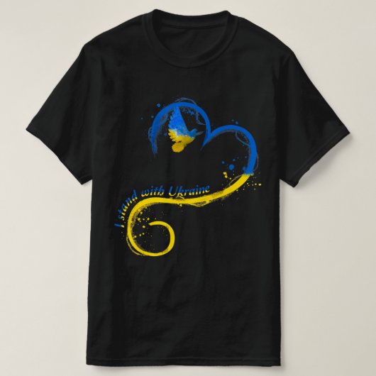 Ik sta achter Oekraïne Dove Flag Peace Free Ukrain T-shirt (Design voorkant)