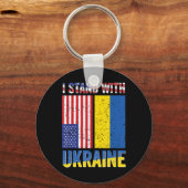 Ik sta achter Oekraïne en steun de Oekraïense Amer Sleutelhanger (Voorkant)