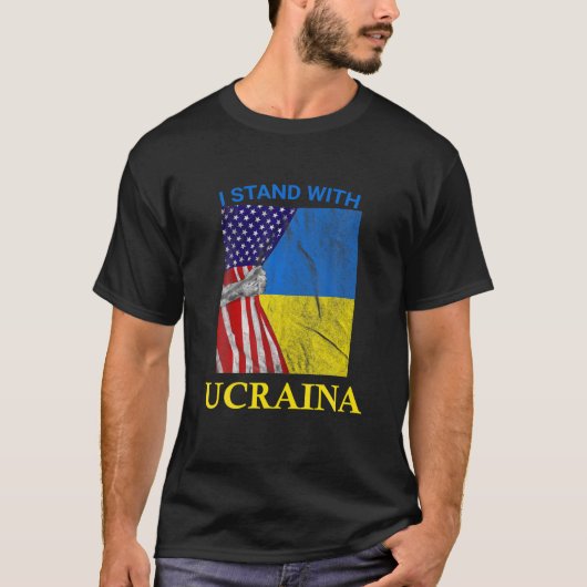 Ik sta achter Oekraïne en steun de Oekraïense Amer T-shirt (Voorkant)