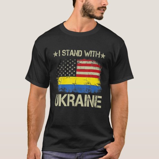 Ik sta achter Oekraïne en steun de Oekraïense Amer T-shirt (Voorkant)