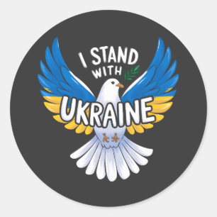 Ik sta achter Oekraïne en steun de Oekraïense vlag Ronde Sticker