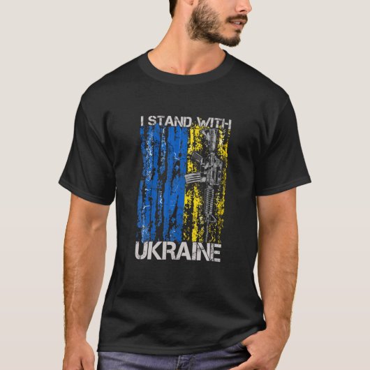 Ik sta achter Oekraïne en steun Oekraïne Fla T-shirt (Voorkant)