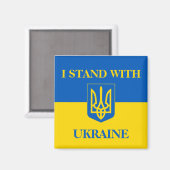 Ik sta achter Oekraïne. Oekraïense vlag & drietand Magneet (Voorkant / Achterkant)
