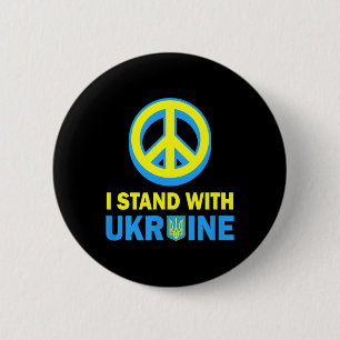 Ik Sta Achter Oekraine T-shirt Oekraïense Vlag Gee Ronde Button 5,7 Cm