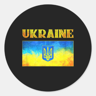 Ik Sta Achter Oekraïne T-Shirt Oekraïense Vlag Oek Ronde Sticker