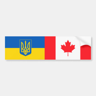 Ik sta achter Oekraïne. Vlaggen van Canada en Oekr Bumpersticker