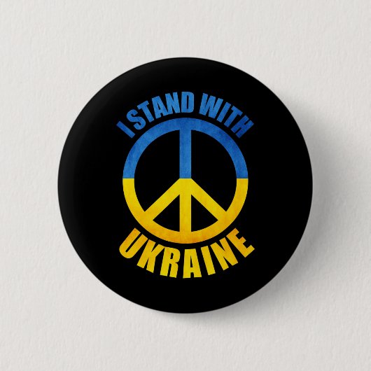 Ik sta achter Oekraïne Vredessymbool Ronde Button 5,7 Cm (Voorkant)
