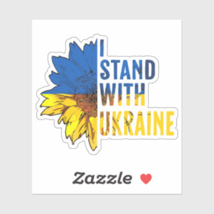 Ik sta achter Oekraïne. Zonnebloem als symbool van Sticker