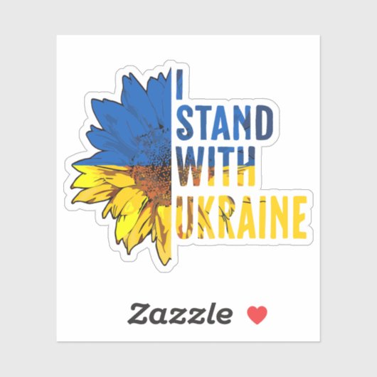 Ik sta achter Oekraïne. Zonnebloem als symbool van Sticker (Vel)