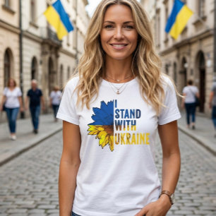 Ik sta achter Oekraïne & Zonnebloem symbool van Vr T-shirt