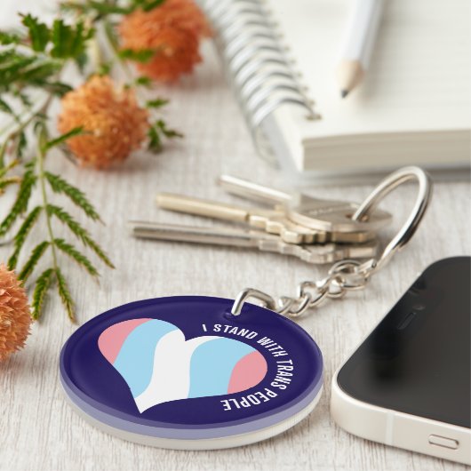 Ik sta achter Trans People Heart Keychain (Voorkant Rechts)