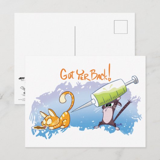 IK STA BEHIND JE - BETER BALD! door Jeff Willis Ar Briefkaart (Voorkant / Achterkant)