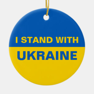 Ik sta bij de Oekraïense vlag Keramisch Ornament
