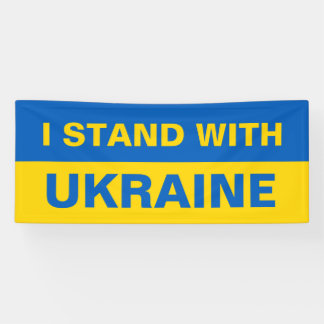 Ik sta bij de Oekraïense vlag Spandoek