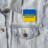 Ik sta bij de Oekraïense vlag Vierkante Button 5,1 Cm (In situ)