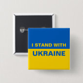 Ik sta bij de Oekraïense vlag Vierkante Button 5,1 Cm (Voorkant /achterkant)