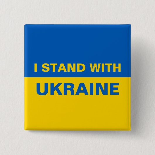 Ik sta bij de Oekraïense vlag Vierkante Button 5,1 Cm (Voorkant)