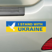 Ik sta bij de Oekraïense vlaggendove voor vrede in Bumpersticker (Op auto)