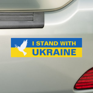 Ik sta bij de Oekraïense vlaggendove voor vrede in Bumpersticker