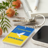 Ik sta bij de Oekraïense vlaggendove voor vrede in Sleutelhanger (Voorkant Rechts)
