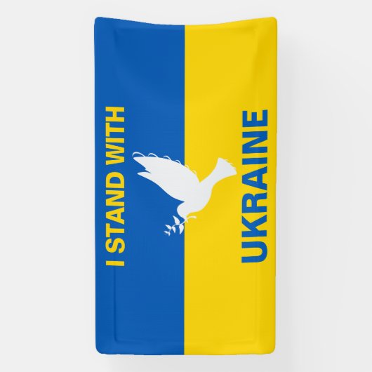 Ik sta bij de Oekraïense vlaggendove voor vrede in Spandoek (Verticaal)