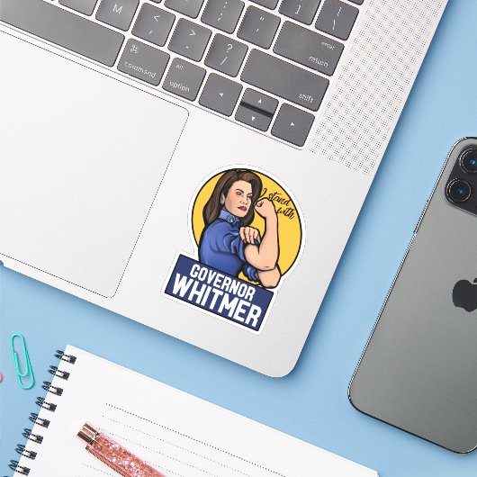 Ik sta bij gouverneur Whitmer Sticker (Laptop met iPhone)