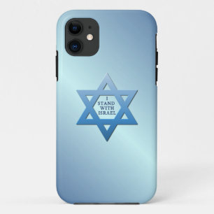 Ik sta bij Israel Jewish Star van David op Blue Case-Mate iPhone Case