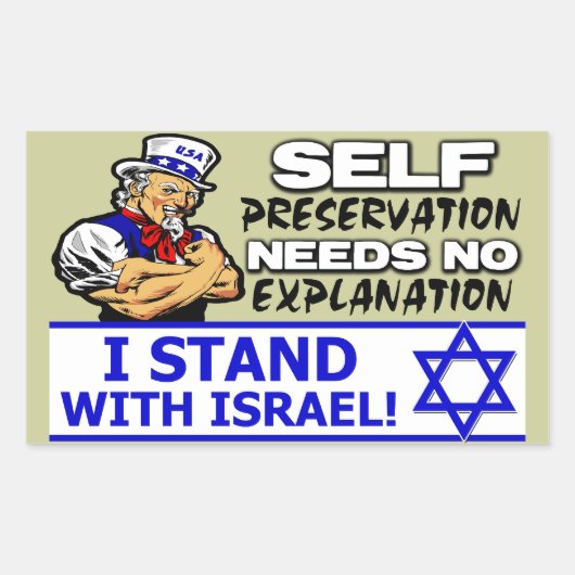 Ik sta bij Israël! Rechthoekige Sticker (Voorkant)