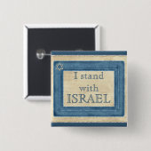 Ik sta bij Israël Vierkante Button 5,1 Cm (Voorkant /achterkant)