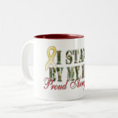 Ik sta bij mijn Man van het leger Tweekleurige Koffiemok (Voorkant links)