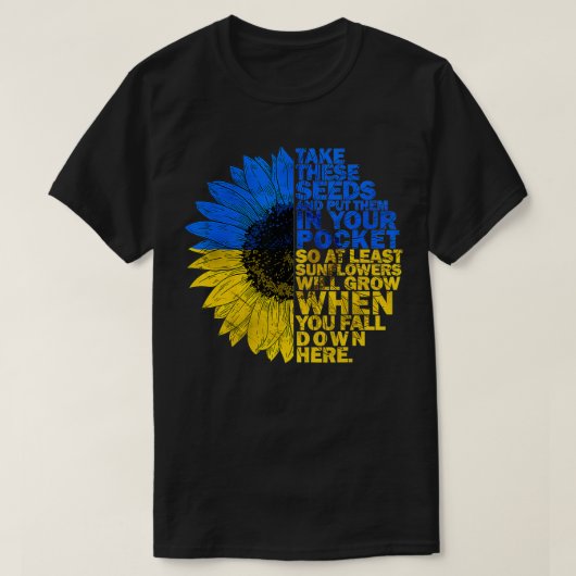 Ik sta bij Oekraïne Zonnebloem Oekraïne Vlag steun T-shirt (Design voorkant)