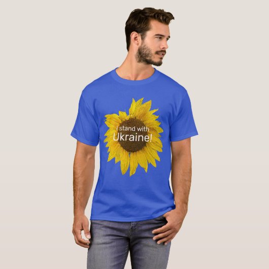 Ik sta bij Oekraïne! Zonnebloem T-Shirt (Voorkant volledig)