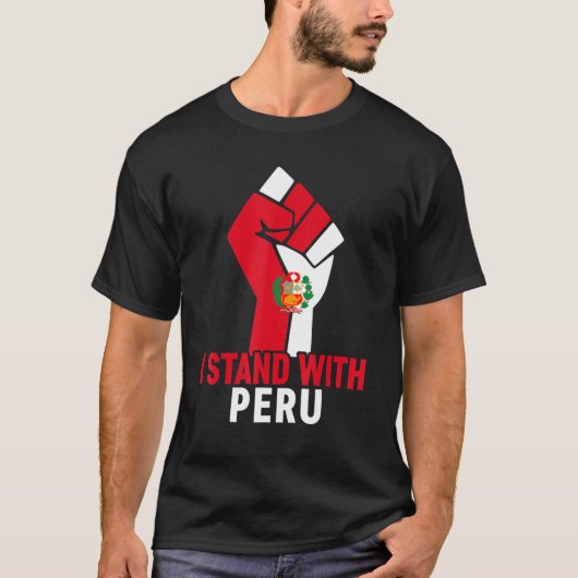 Ik sta bij Peru Peruaanse vlag Peruaanse Mannen W T-shirt (Voorkant)