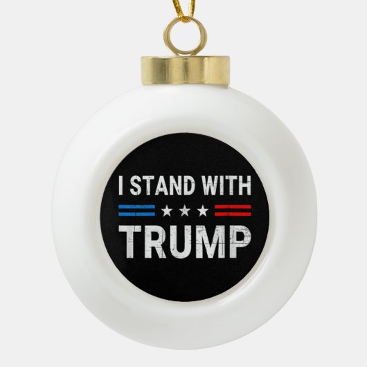 Ik sta bij Trump American Flag Keramische Bal Ornament (Voorkant)