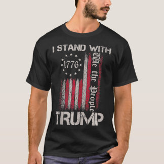 Ik sta met Amerikaanse vlag Mannen Vrouw USA Vinta T-shirt