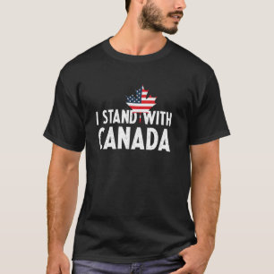Ik sta met Canada Amerika Canadees Vlag van de VS T-shirt