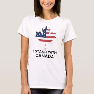 Ik sta met Canada Amerika Canadese USA Vlag, kan T-shirt