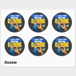 Ik sta met de Oekraïense Vintage Rosie en Flag Lar Ronde Sticker