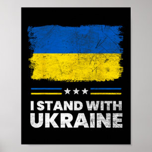 Ik sta met de vlag van Oekraïne - Oekraïense vlag  Poster